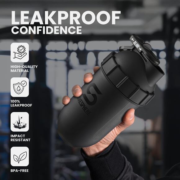 NWT SHAKESPHERE Leak-Proof Protein Shaker Bottle Matte Black  24oz - Picture 2 of 7